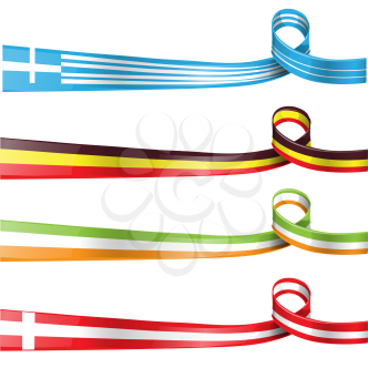    Belgium,greek, Switzerland and Ireland flag ribbon set
