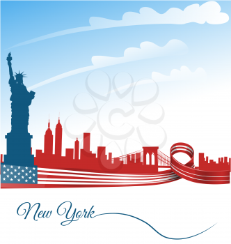 new york city background on usa flag