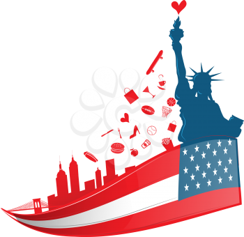 new york city symbol on USA flag 