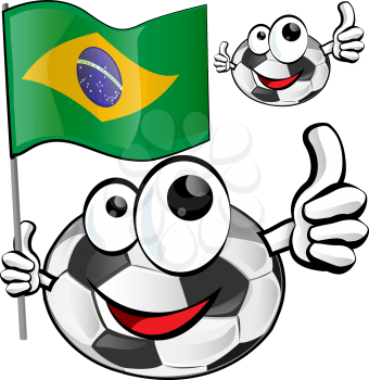 soccer ball cartoon with brazilian flag