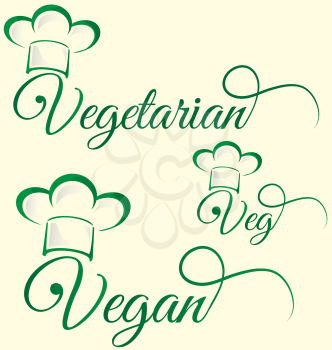 vegetarian and veg symbol menu isolated on white