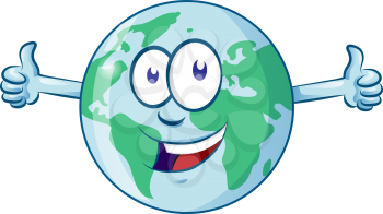 earth cartoon character earth day mascot thumbs up