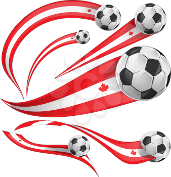 Canada flag set with soccer ball. vector