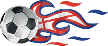 soccer ball on fire with england flag. illustration