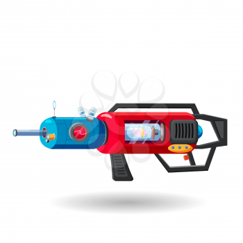 Cartoon retro space blaster, ray gun, laser weapon. Vector illustration