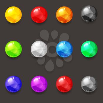Set of drops of various colors of liquid, vector, cartoon style
