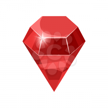 Diamond sparkling, shining red color isolated
