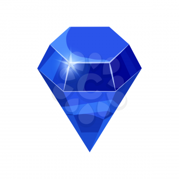 Diamond sparkling, shining blue color isolated