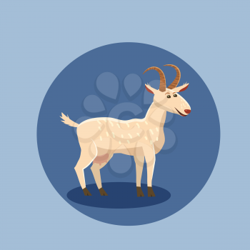 Cute goat vector illustration isolated. Farm animal goat cartoon