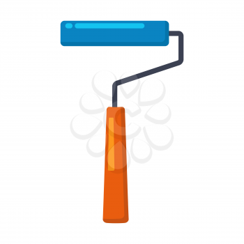 Paint roller brush. Blue paint texture when painting with a roller