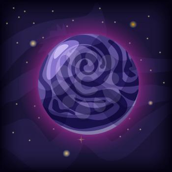 Cartoon fantasy planet on space background vector, illustration