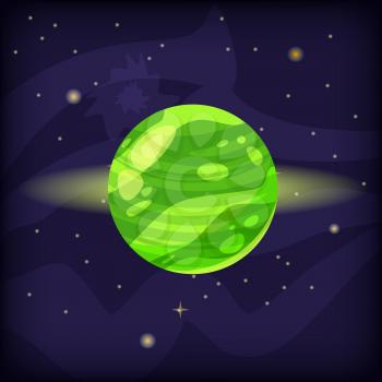 Cartoon fantasy planet on space background vector, illustration