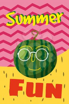 Hello summer watermelon card design. vector illustration