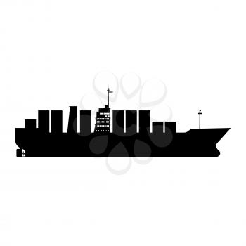 Icon Cargo ship tanker with containers in the ocean. Delivery, transportation