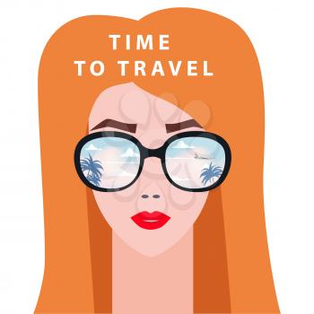 Portrait fashion woman with sunglasses. Time to Travel poster