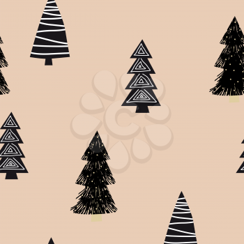 Scandinavian seamless pattern spruce. Vector abstract minimalism style for decoration textile, covers, package, wrapping