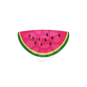 Watermelon slice fresh and juice summer fruit. Tropical sweet food. Vector illustration cartoon style