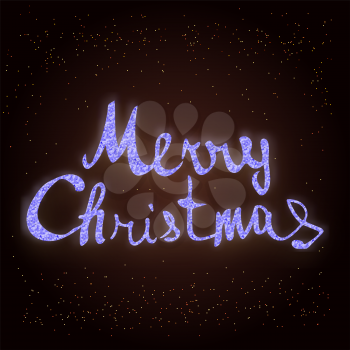 Merry Christmas Lettering Glitter Glow Holiday Design