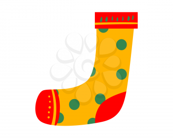 Christmas sock, decorate element retro, vintage. Vector illustration isolated