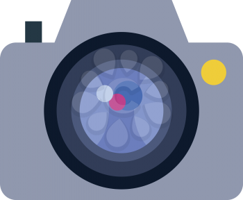 Illustration of a digital camera with focus lens and other operating buttons vector color drawing or illustration 