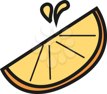 A piece of ready to serve juicy orange or lemon fruit vector color drawing or illustration 