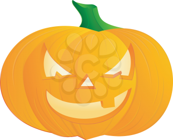 Halloween decoration of jack o lantern craved in calabash vector color drawing or illustration 