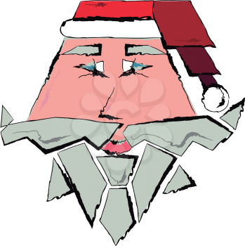 Geometric Santa Claus face shape made with paper vector color drawing or illustration 