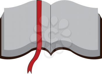 Open book with white pages and red page marker vector illustration on white background.