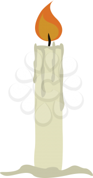 Simple white burning candle vector illustration on white backgroung.