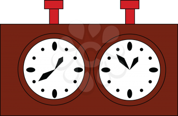 Simple vector illustration of a brown chess clock on white background.