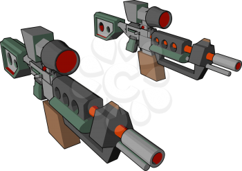 Sniper gun for shooting the target It destroy the target by bullet Gun increases the crime and bad for society vector color drawing or illustration