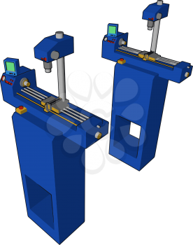 Two blue colored short machine to scan or observe particle very minutely It is battery operated or manually operated machine vector color drawing or illustration