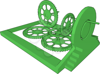 The sprocket combination can be seen in bicycle in which the pedal shaft carries a large sprocket-wheel which drives a chain vector color drawing or illustration