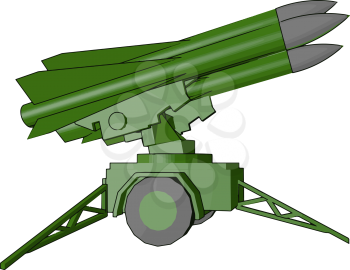 Missile is launched by launcher by army It is made up of metal and explosive vector color drawing or illustration