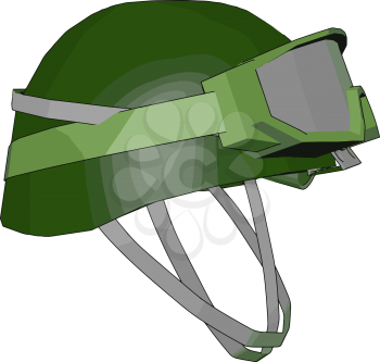 A combat helmet is a type of helmet a piece of personal armor with special goggles vector color drawing or illustration
