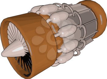 Jet engine is type of reaction engine discharging a fast moving jet that generates thrust by jet propulsion vector color drawing or illustration