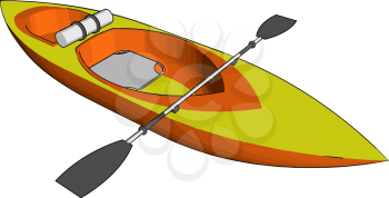 A sea kayak or touring kayak is kayak developed for the sport of paddling on open waters of lakes bays and the ocean vector color drawing or illustration