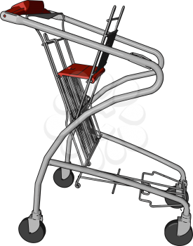 It is a folded cart or trolley made up of durable steel with having four wheels to carry vector color drawing or illustration