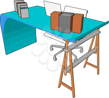 A table is an item of furniture with a flat top and one or more legs used as a surface for working at eating from or on which to place things vector color drawing or illustration