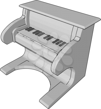 A white colored small piano toy for child playing and entertainment vector color drawing or illustration