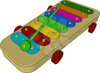 A multicolored attractive toy glockenspiel looks like piano used for child play vector color drawing or illustration