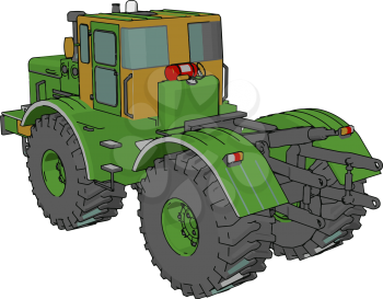 A tractor is an engineering vehicle specifically designed to deliver a high attractive effort at slow speeds vector color drawing or illustration