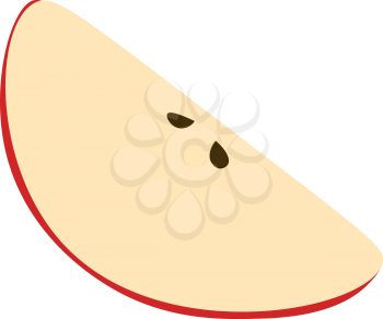 A slice of apple which contains two black seeds vector color drawing or illustration