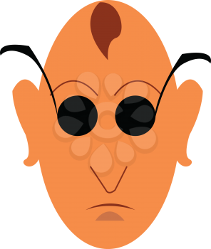 A man with a small patch of hair on the middle of his head wearing black round spectacles vector color drawing or illustration