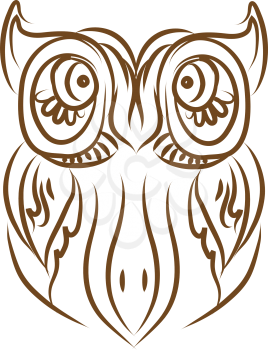An owl with huge ears and enormous eyes vector color drawing or illustration