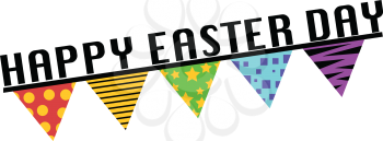 Happy Easter day sign with flags illustration web vector on a white background