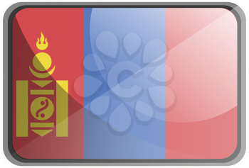 Vector illustration of Mongolia flag on white background.