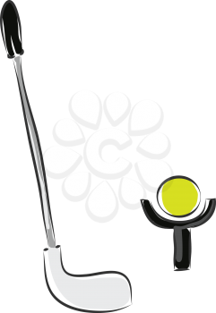 Grey golf club with yellow golf ball vector illustration on white background 