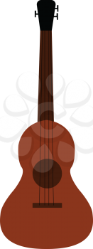 Simple vector illustration of a brown acoustic guitar white background 