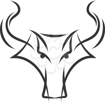Simple black and white tattoo sketch of taurus horoscope sign vector illustration 